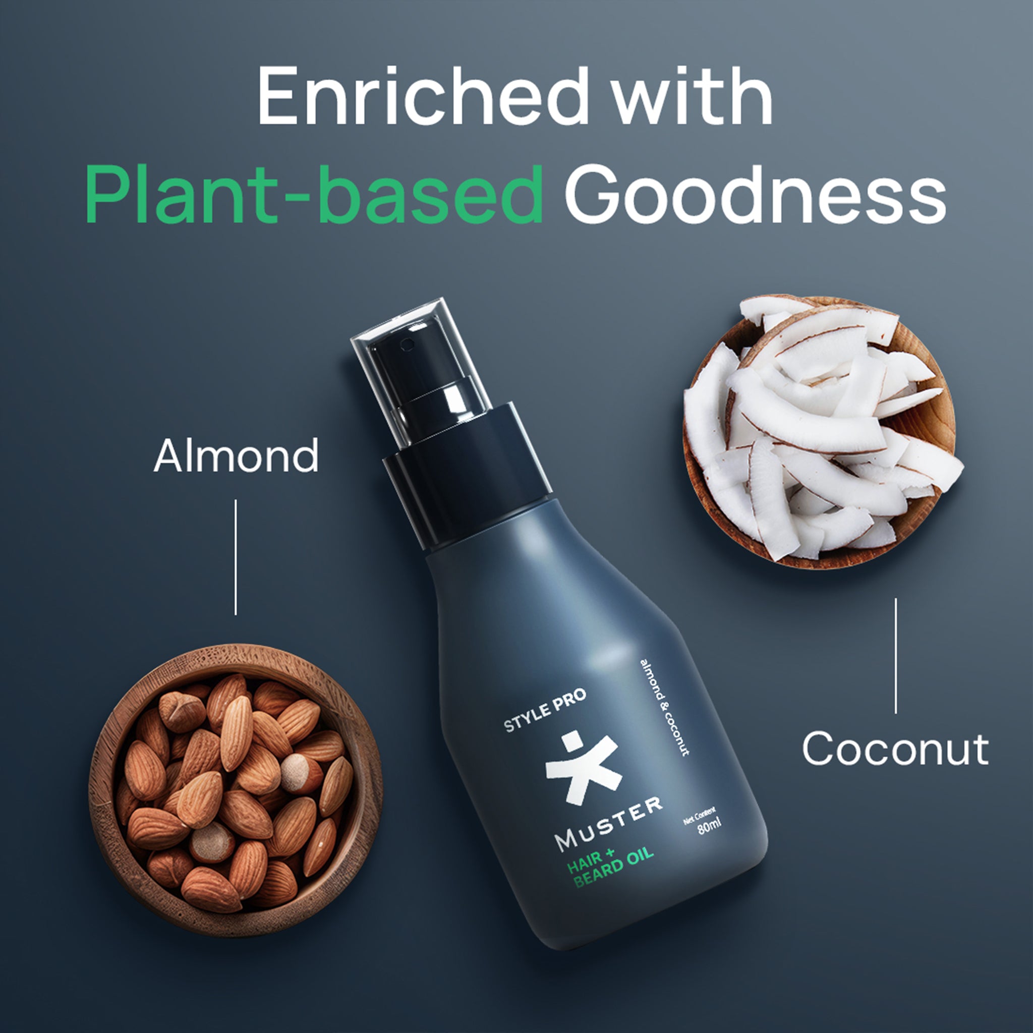 Hair & Beard Oil Spray For Men, 100 ml | Goodness of Almond and Coconut